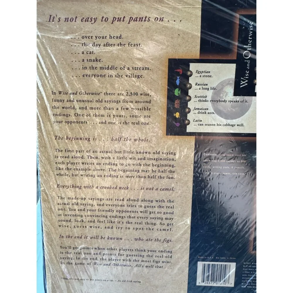 Vintage Wise and Otherwise Board Game 1997 NEW SEALED Factory Wrapped Rare OOP